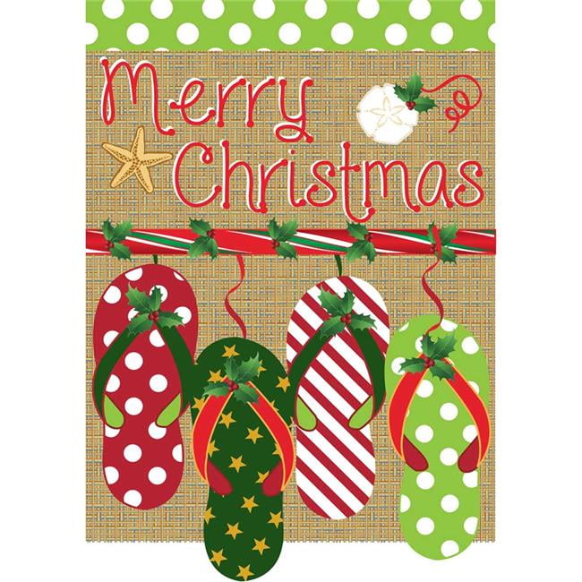 Christmas Beach Flip Flops Garden Flag, 13 x 18 inches
