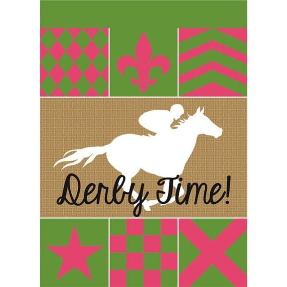 13 x 18 in. Derby Silks Derby Time Burlap Garden Flag