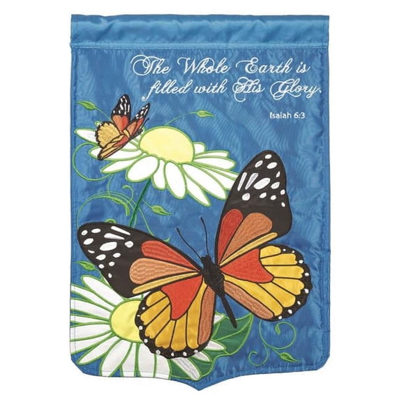 13 x 18 in. Double Applique Filled Garden Flag with His Glory