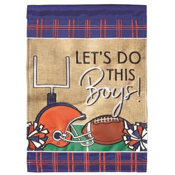13 x 18 in. Double Applique Football In Florida Blue & Orange Polyester Garden Flag