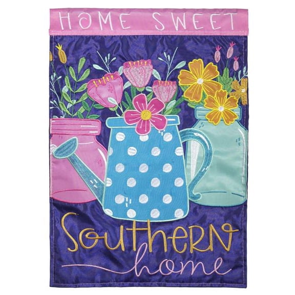 13 x 18 in. Double Applique Home Sweet Southern Polyester Garden Flag