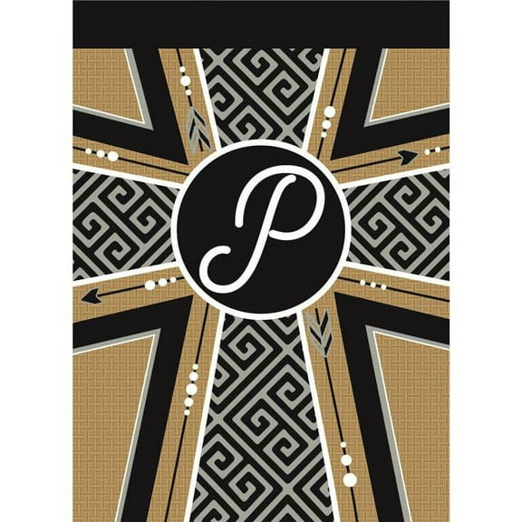 13 x 18 in. Double Applique Monogram P Cross Burlap Garden Flag