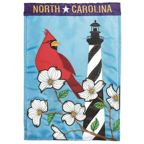 13 x 18 in. Double Applique North Carolina Icons Polyester Garden Flag