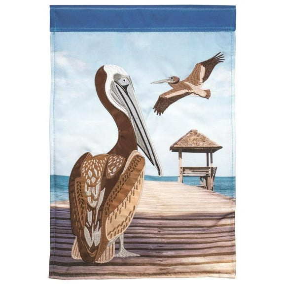 13 x 18 in. Double Applique Pelican Polyester & Print Garden Flag