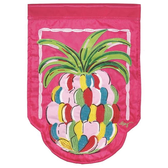13 x 18 in. Double Applique Welcome Pineapple Polyester Garden Flag