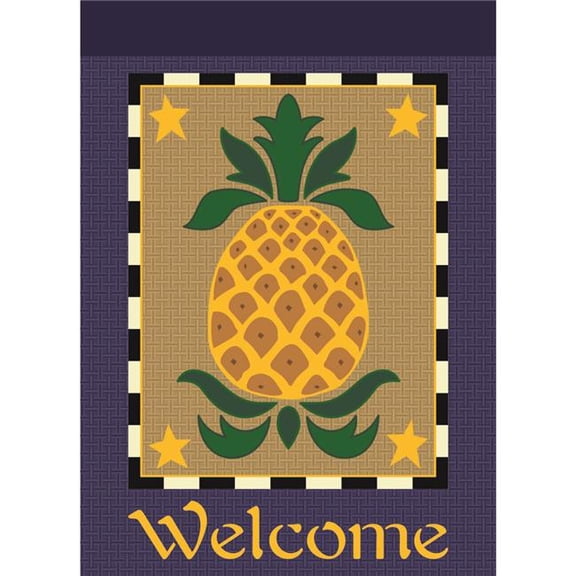 13 x 18 in. Pinapple Welcome Burlap Garden Flag