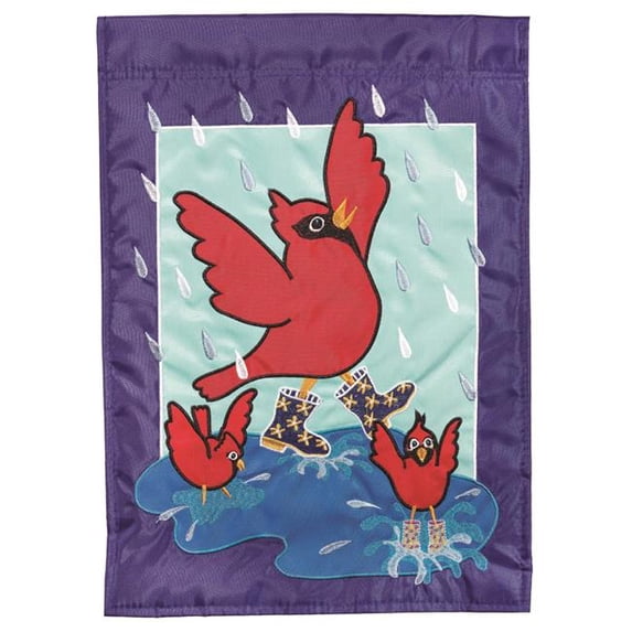 13 x 18 in. Songbirds In Rain Polyester Garden Flag