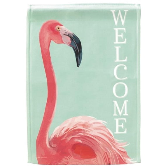 13 x 18 in. Welcome Flamingo Print Garden Flag