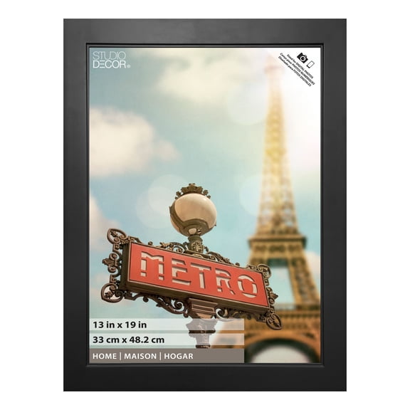 Studio Decor 13" x 19" Black Home Studio Frame - Includes Pre-attached Hanging Hardware, Horizontal or Vertical Display - 1 Pack