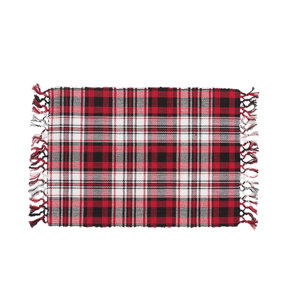 Fireside Classic Red & Black Plaid 100% Cotton, Set of 6 Placemats 13" x 19"