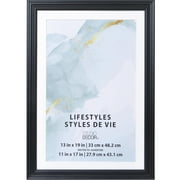 13" x 19" Lifestyles Black Picture Frame With Mat by Studio Décor - Includes Pre-attached Hanging Hardware - Horizontal or Vertical Display - 1 Pack