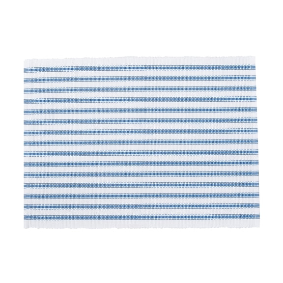 13" x 19" Ticking Stripe Cornflower Cotton Reversible Decorative Tabletop Single Placemat
