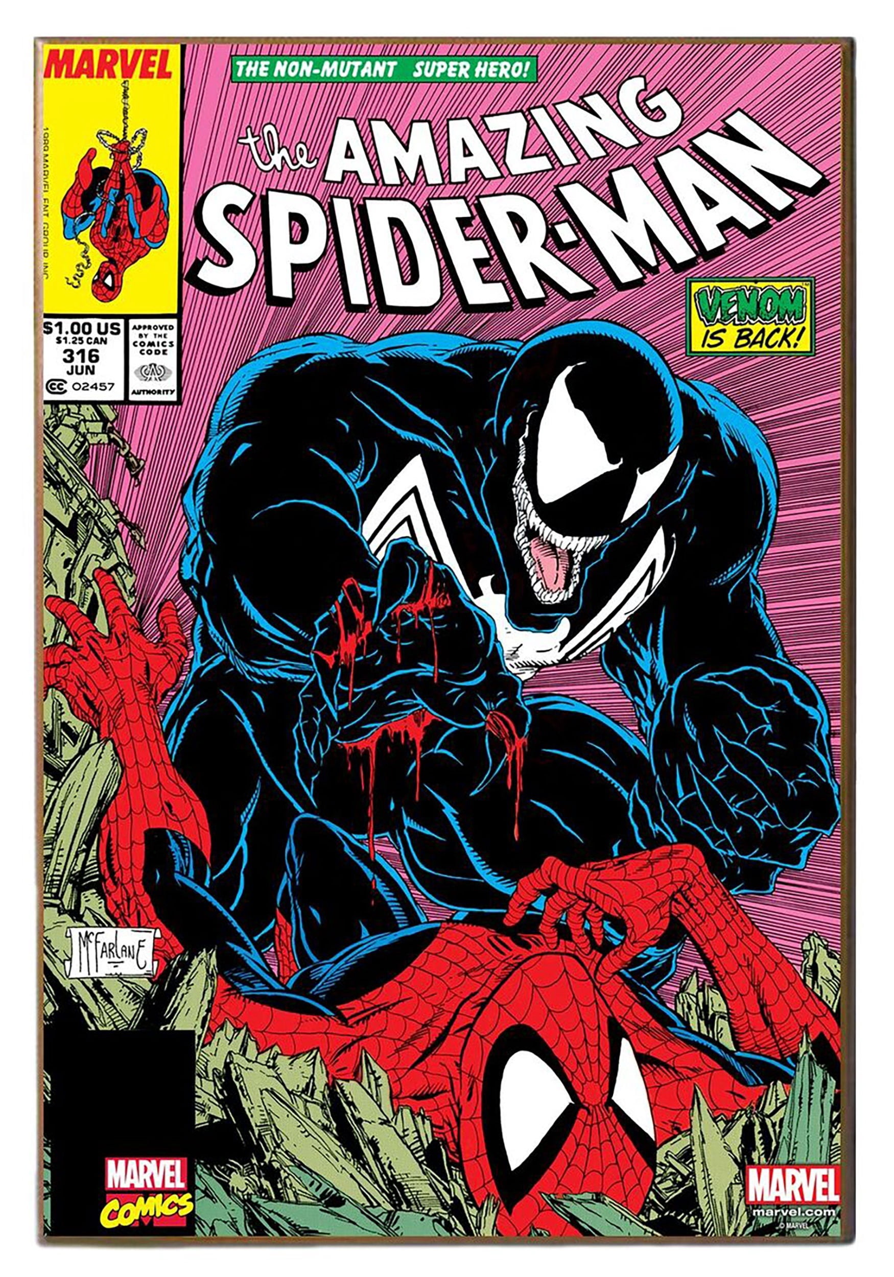 13" x 19" Wood Wall Décor Venom vs Spiderman Poster