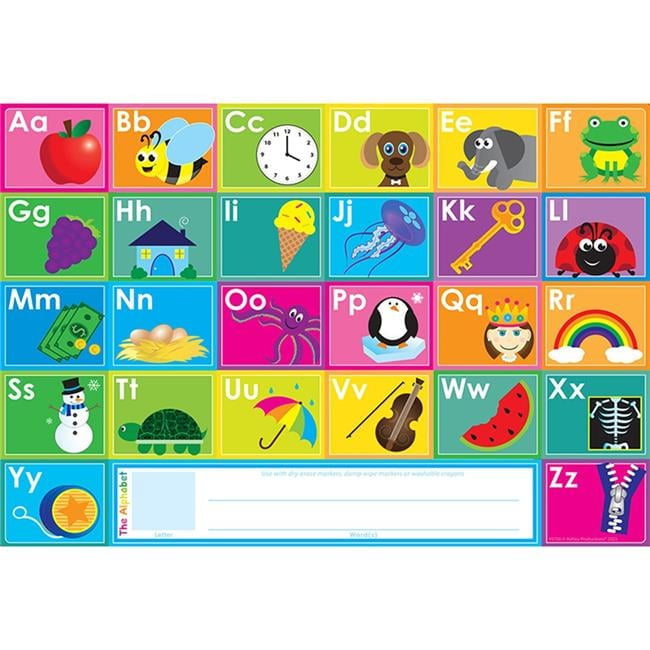 Colorful ABC Learning Placemat Set for Kids, 13" x 19", Pack of 10