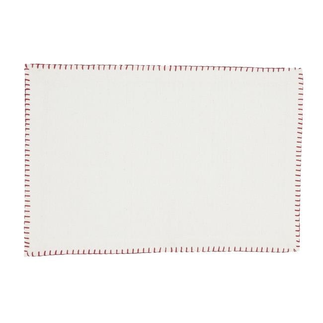 White Cotton Whip Stitched Table Runner and Placemats Set