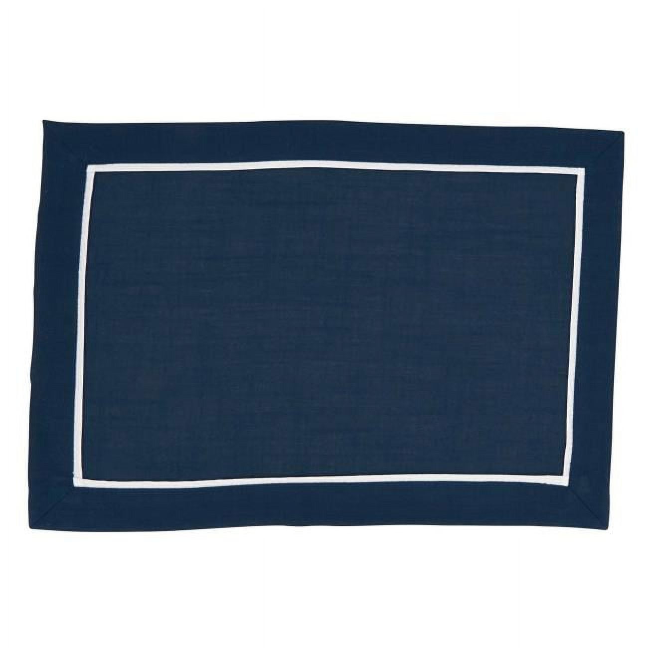 13 x 19 in. Classic Border Design Oblong Placemats, Navy Blue Set of