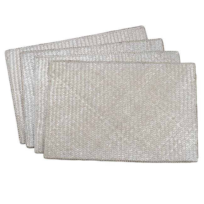 Silver Water Hyacinth Woven Rectangle Placemats, 13" x 19"