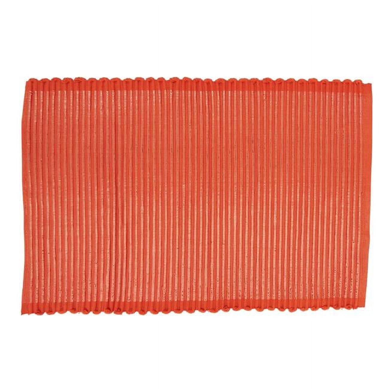 Orange Ribbed Cotton Rectangular Placemats Set of 4