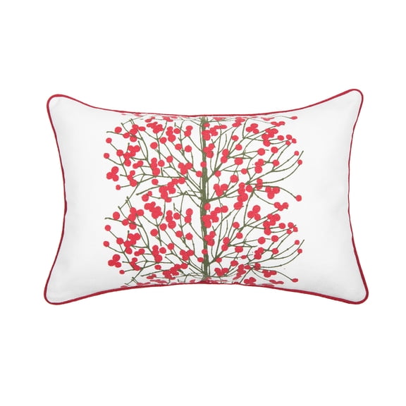 Berries Tree Printed Christmas Throw Pillow, 13" x 20"