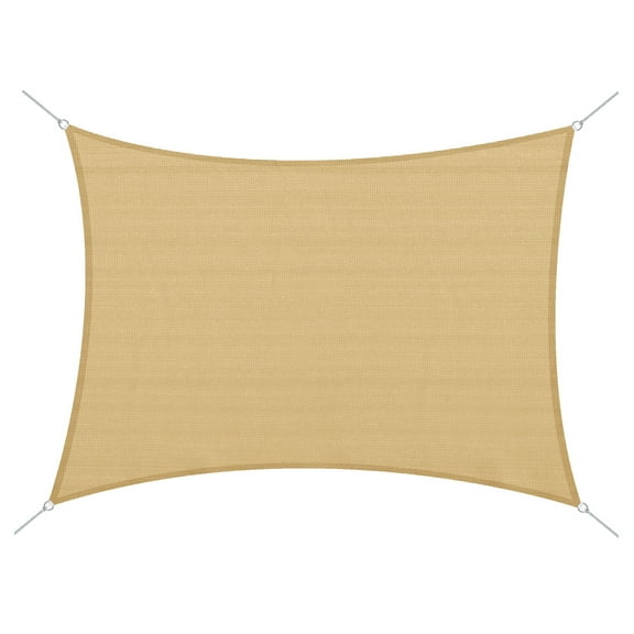 13' x 20' Rectangle Sun Shade Sail Canopy Outdoor Shade Sail Cloth for Patio Deck Yard with D-Rings and Rope Included - Sand