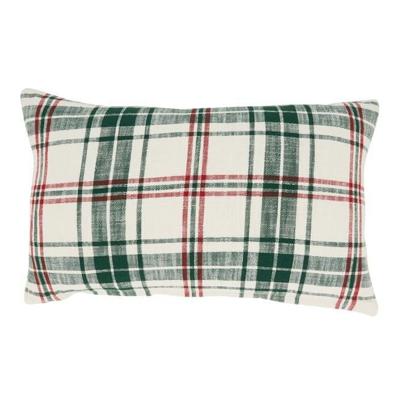 Classic Green and White Plaid Cotton Throw Pillow Cover