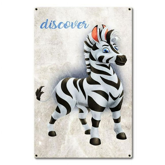 13 x 20 in. Discover Zebra Vintage Metal Sign