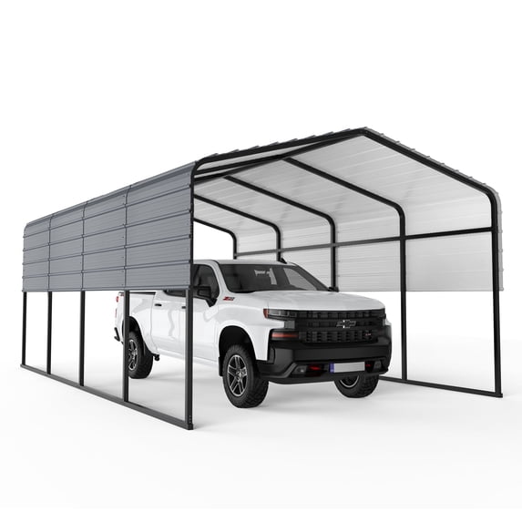 13' x 21' x 10' Heavy Duty Metal Carport, Steel Heavy Duty Carport All-Weather, Permanent Shelter for Cars, Boats, Trucks, and Tractors; N.W. 600 lbs