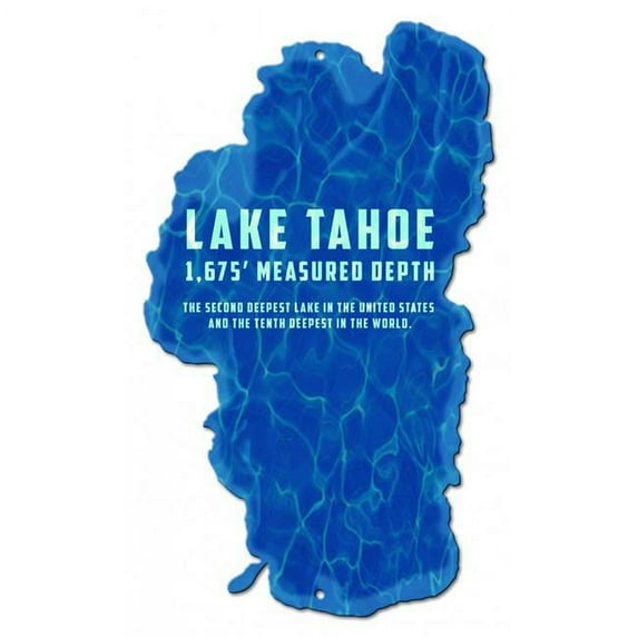 13 x 22 in. Lake Tahoe Measured Depth Metal Sign