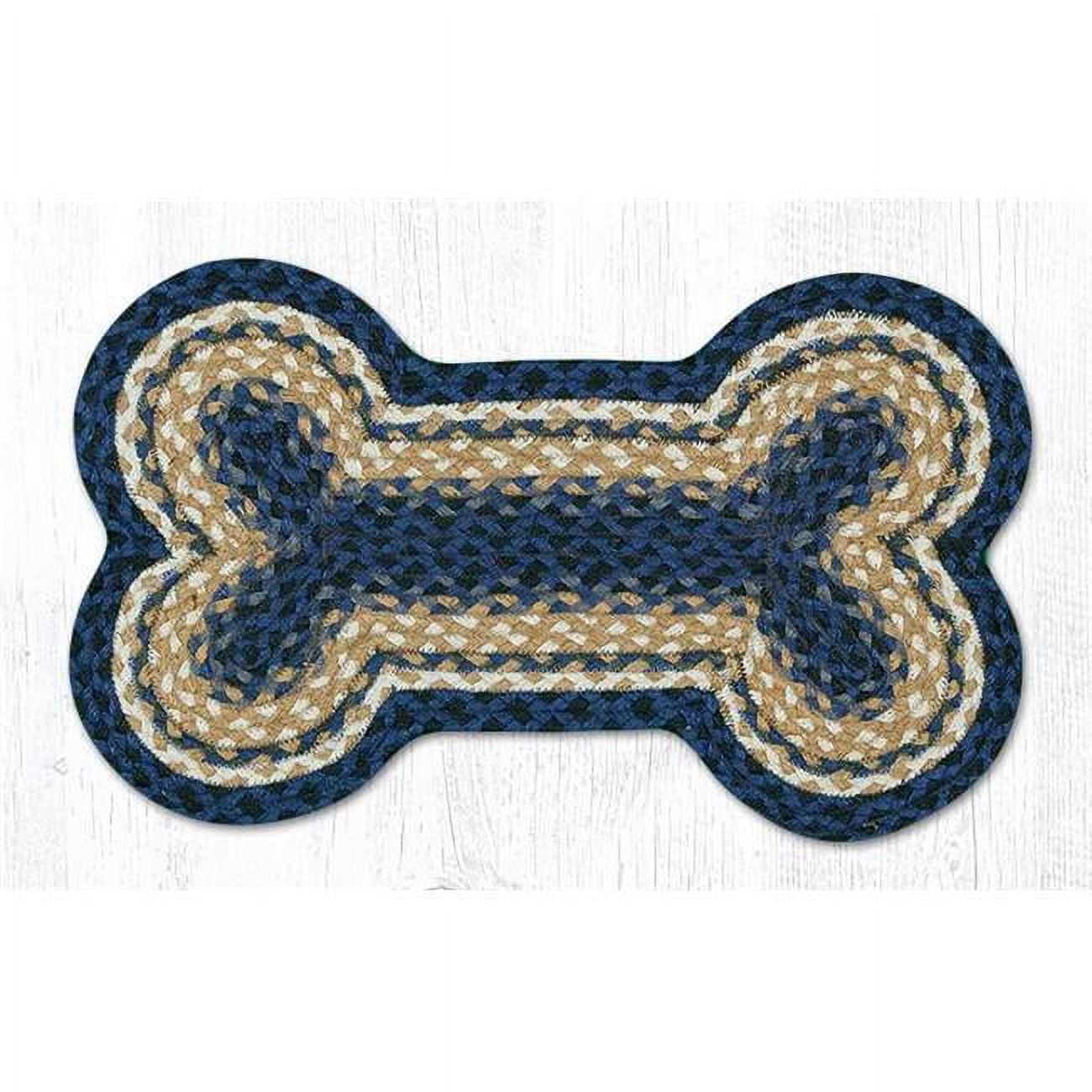 13 x 22 in. Light Blue & Dark Blue Mustard Medium Jute Braid Dog Bone ...