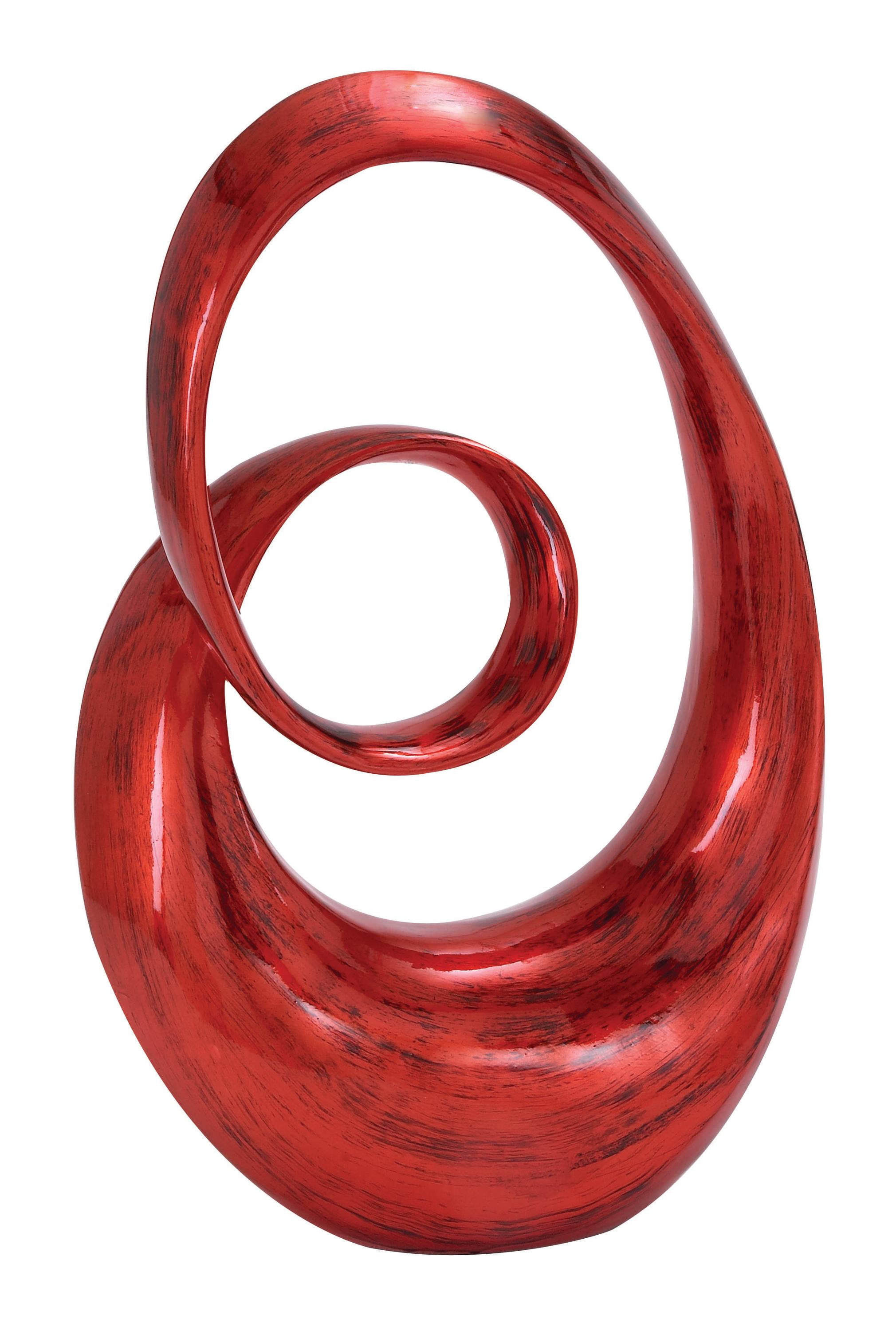Red Polystone Abstract Swirl Decorative Sculpture
