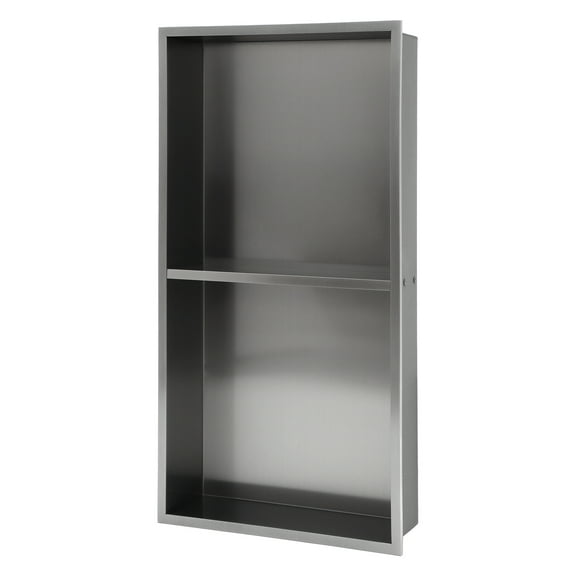 13" x 25" Stainless Steel Shower Niche Double Shelf, Gunmetal Black