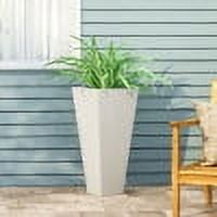 13" x 28.5" Outdoor Modern MGO Cast Stone Planter, White