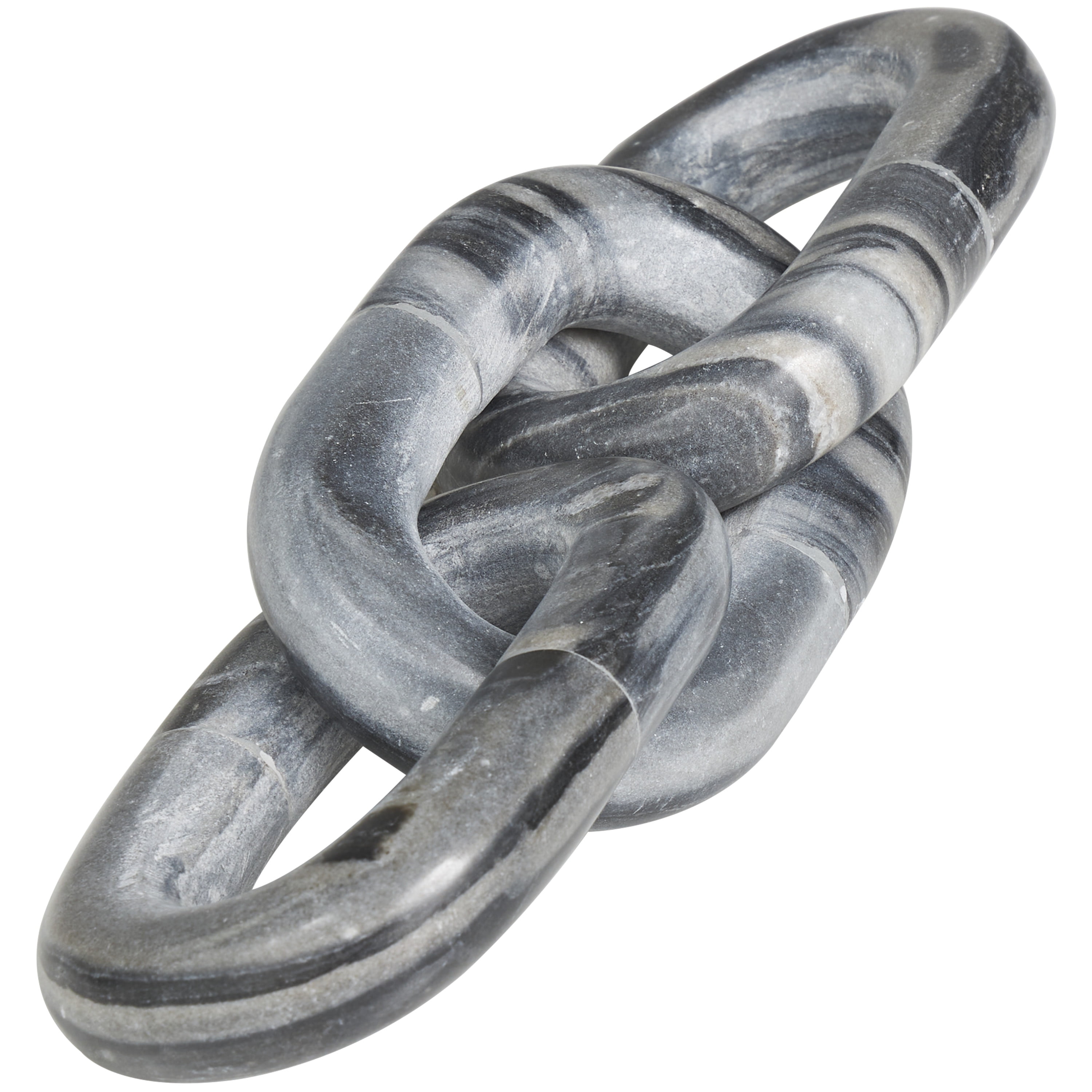 13" x 3" Gray Marble Geometric 3 Link Chain Sculpture, by DecMode
