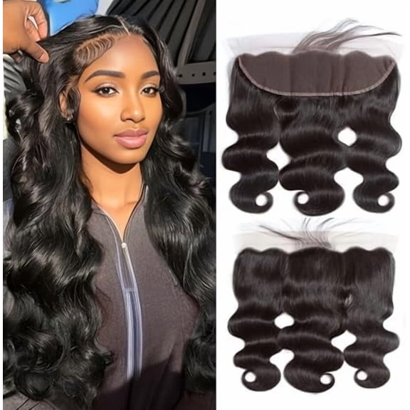 13 x 4 Lace Frontal Closure  Wave Ear to Ear Transparent Lace Front Closure 14 inch  Wave Human Hair Brazilian Virgin Pre Plucked Hairline  Black Color