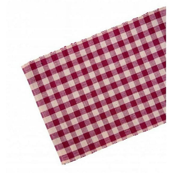 13 x 54 in. Ribbed Table Runner, Burgundy Check