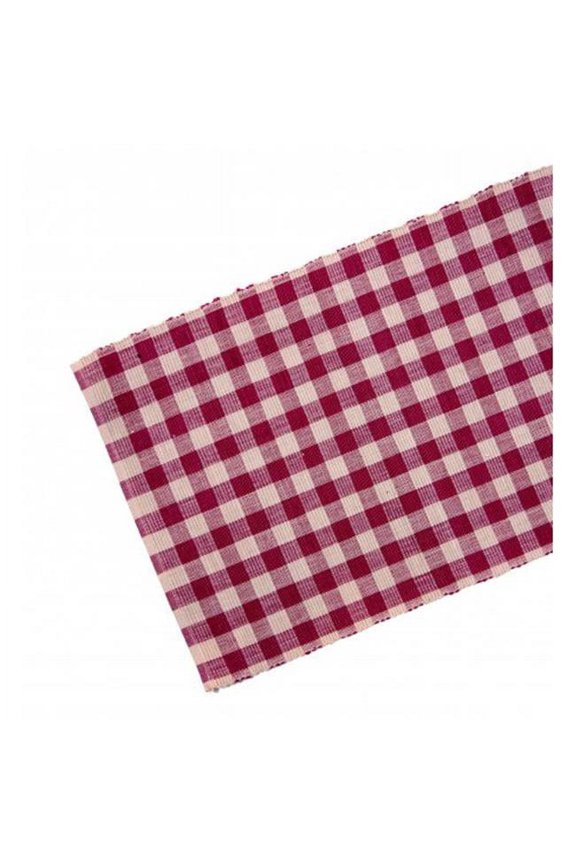 13 x 54 in. Ribbed Table Runner, Burgundy Check