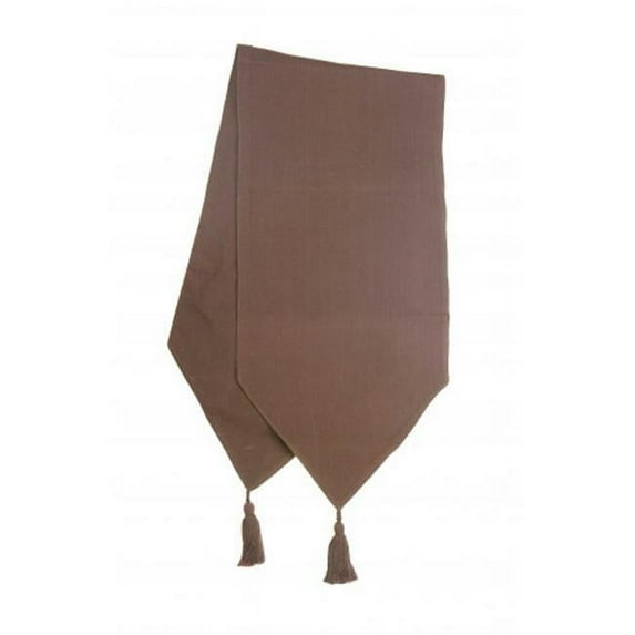 13 x 54 in. Ribbed Table Runner with Tassels, Chocolate