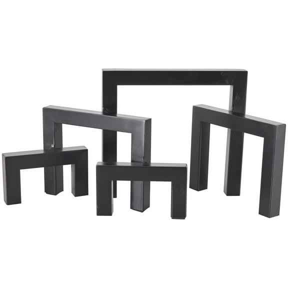 13" x 7" Black Metal Abstract Square Arched Geometric Sculpture, by DecMode