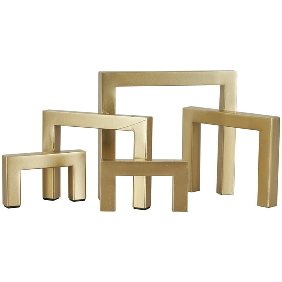 13" x 7" Gold Metal Abstract Square Arched Geometric Sculpture, by DecMode