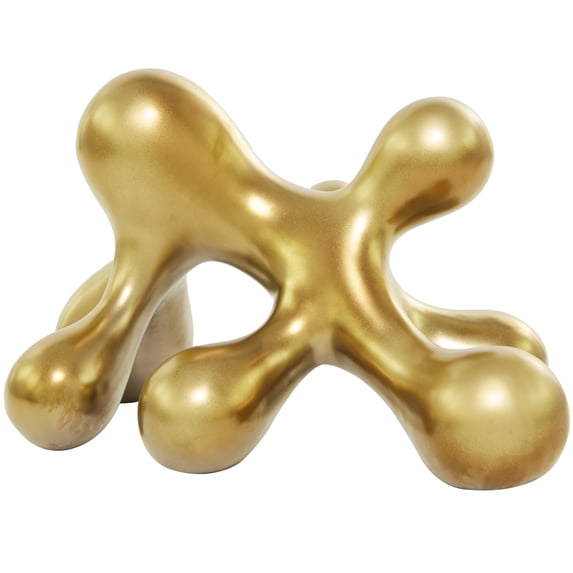 13" x 7" Gold Porcelain Molecule Abstract Sculpture, by CosmoLiving by Cosmopolitan