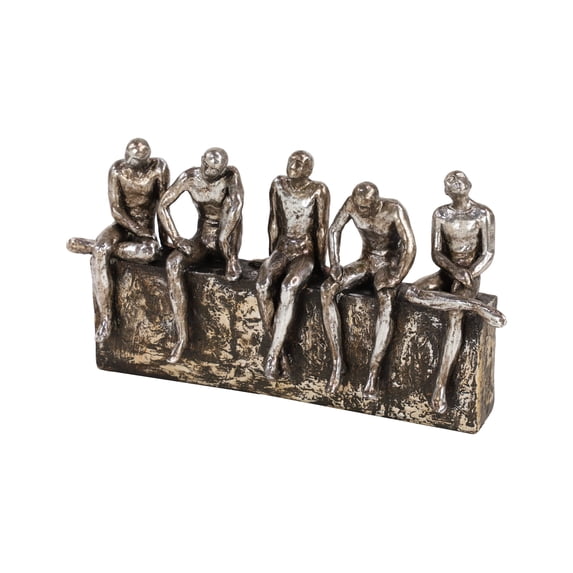 13" x 7" Silver Polystone People Sculpture, by DecMode