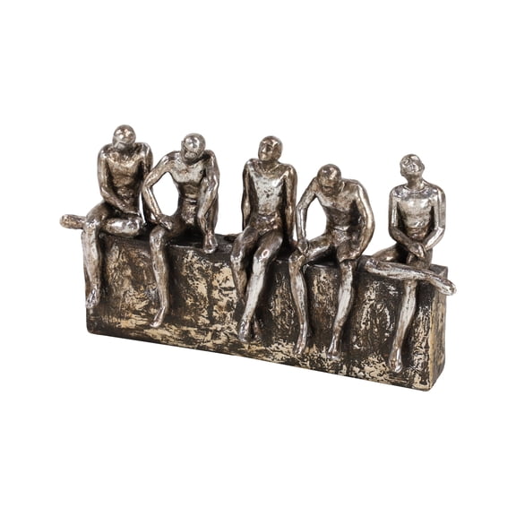 13" x 7" Silver Polystone People Sculpture, by DecMode