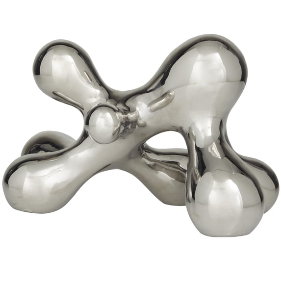 13" x 7" Silver Porcelain Molecule Abstract Sculpture, by CosmoLiving by Cosmopolitan