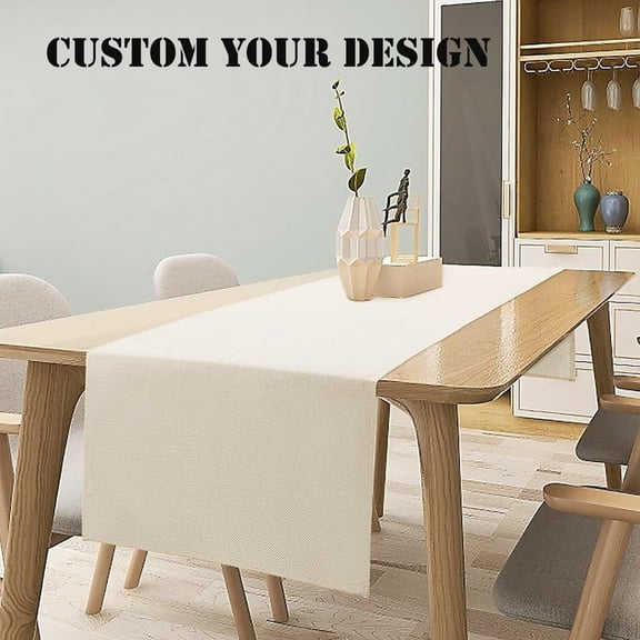 13" x 72" Custom Table Runner, Personalized Linen Table Cover with Company Logo or Photo, Branded Display Banner for Events, Trade Shows, Vendor Booth Decor