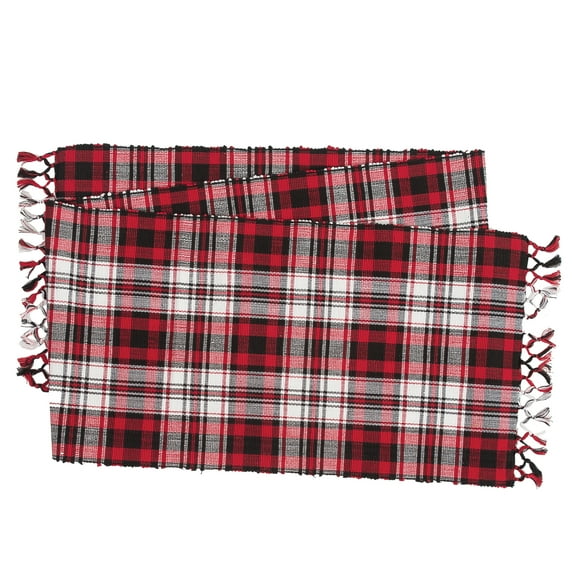 Fireside Red & Black Checkered 100% Cotton Table Runner 13" x 72"