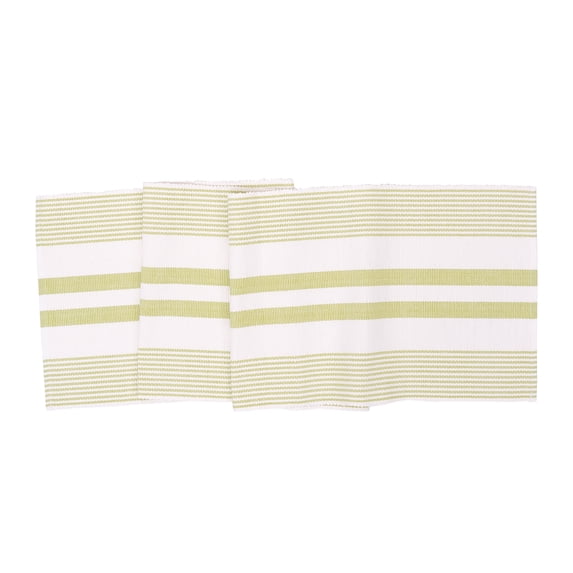 Classic Peridot Stripe Green & White 100% Cotton Table Runner 13" x 72"