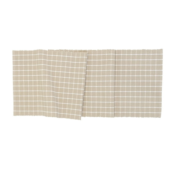 Windowpane Tan Cotton Table Runner 13" x 72"