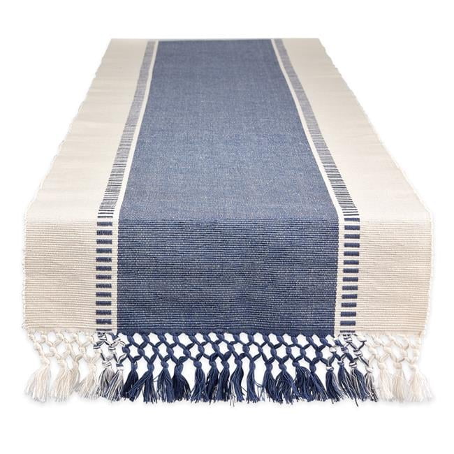 French Blue and White Striped Cotton Table Runner