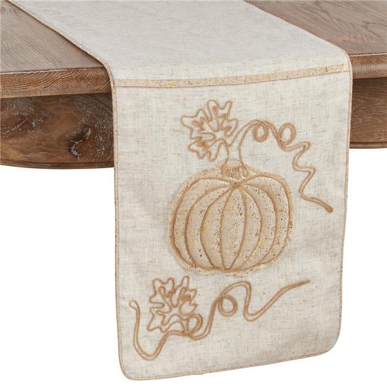 Natural Jute Embroidered Pumpkin Table Runner, 13" x 72"