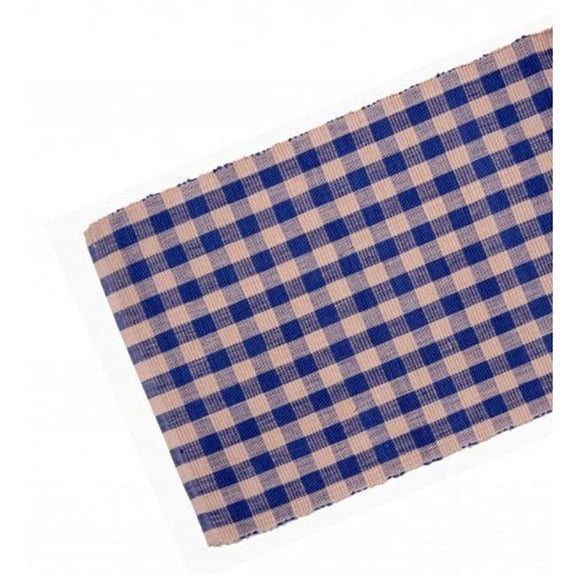 13 x 72 in. Ribbed Table Runner, Navy & Beige Check